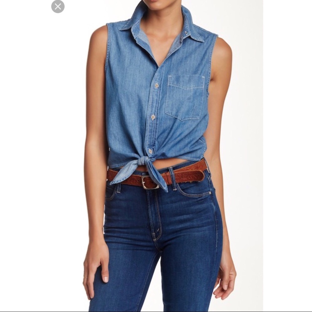 MOTHER✨Denim Sleeveless Foxy Knot Top